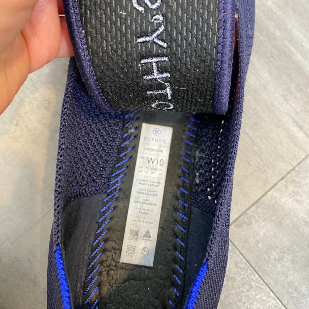 Rothy's RARE Lattice Flats‎ Maritime Navy Blue Stitch Round Toe Size 10
